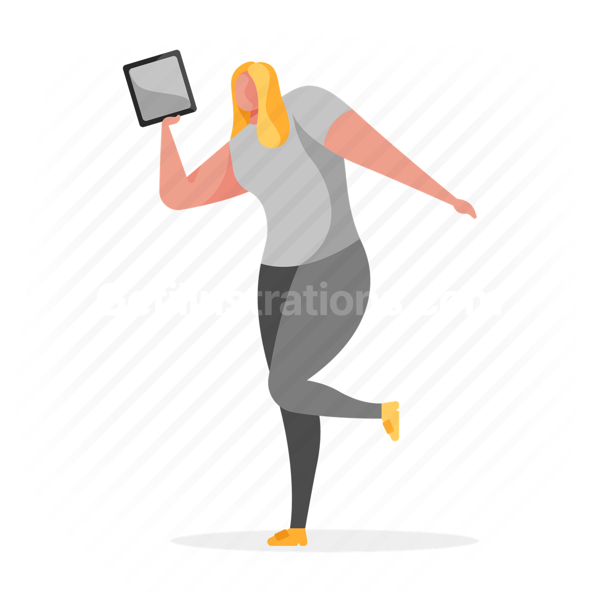 woman, tablet, electronic, device